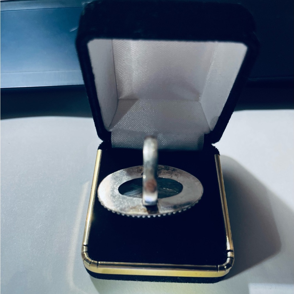 925 Solid Elegant Silver And Gray Stone Ring - image 3